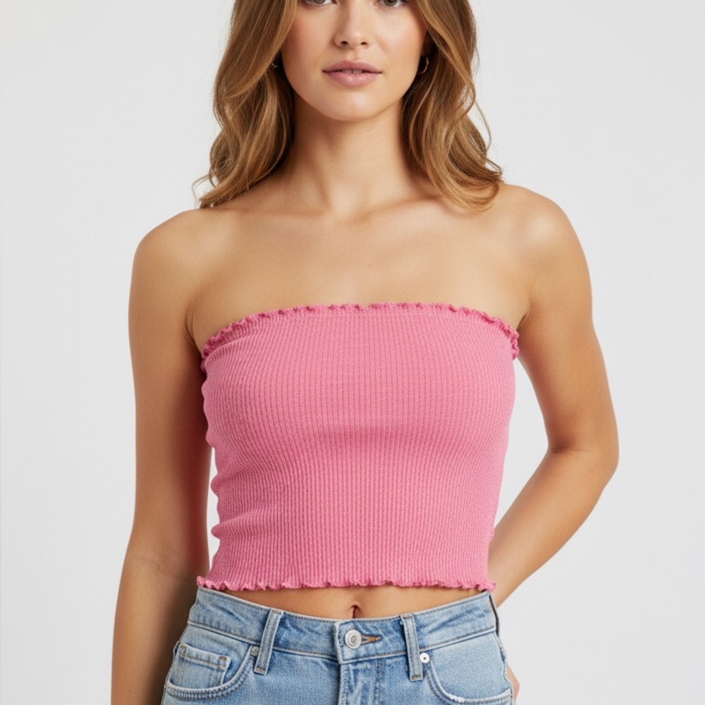 🩷 Hot pink ribbed tube top #y2kfashion #indie